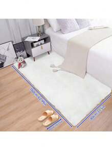 1入組毛茸茸地毯,北歐風格純色兒童地毯,現代寢室客廳大尺寸防滑兒童房地墊 - 白色 - 查看 4
