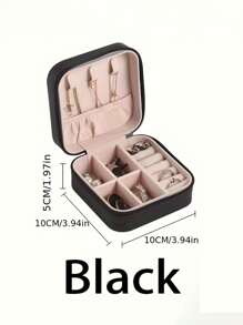 1pc Travel Jewelry Storage Box, Simple Travel And Home Jewelry Storage Box, Portable Earrings, Rings, Bracelets, Jewelry Storage Box, Fashionable Personalized Leather Jewelry Storage Container, Used For Ring, Necklace, Earnail Storage, Perfect Gift For Women, Exquisite And Unforgettable Holiday Gifts For Women's Day And Valentine's Day, Christmas Gifts,For Holiday Beach, Bathroom Collection, Bedroom Collection, Large Capacity