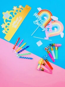 1 套生日快乐帽子、蛋糕装饰、生日蜡烛彩色蜡烛套装，适合生日、新年派对庆祝 - 彩色 - 查看 6