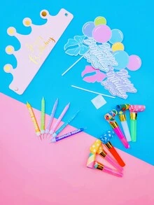 1 套生日快乐帽子、蛋糕装饰、生日蜡烛彩色蜡烛套装，适合生日、新年派对庆祝 - 彩色 - 查看 4