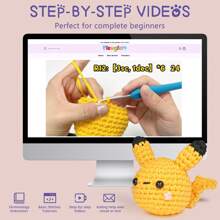 PLOXGLEM Beginner Crochet Kit For Adults: Complete Crochet Starter Kit For Adults And Kids With Easy To Crochet Yarn And Hook Step-By-Step Video Tutorials-Adorable Pika