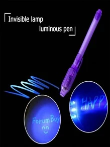 1/5pcs-Random Color Glowing Magic Invisible Marker Light Ballpoint Pen Secret Message Magic Pen Decorate Christmas Essentials, Christmas Gifts - Multicolor - View 7