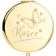 1pc, Custom Name Personalized Simple Butterfly Heart-Shaped Easy To Go Out Compact Pocket Makeup Folding Mirror Graduation Gift Sister Friends Dormitory Student Party Gift Birthday Gift Winter Eve Gifts Back To School Winter Gift Ideas Boy Girl Valentine's Day - White - View 7