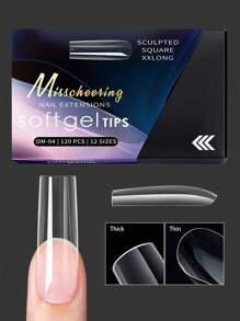 120 peças de cobertura total unhas postiças pontas XXLong unhas quadradas unhas postiças extensão de gel descascável unhas cápsula unhas postiças suprimentos para arte de unha adequados para meninas mulheres arte de unha estilo faça você mesmo