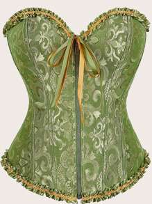 Zippered Corset Palace Style Corset With Boning To Shape Waist And Push Up Bust, Sexy Jacquard Shapewear Top, Suitable For Wearing With A Dress, Christmas Top