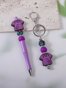 1 套护士装硅胶水钻珠可拆卸笔和钥匙扣、包袋吊坠配件、钥匙扣、汽车钥匙防丢链、护士节汽车配件包袋挂饰学校背包卡通可爱哥特 Y2k 圣诞节礼物创意包袋配件挂绳带身份证夹汽车配件包袋挂饰