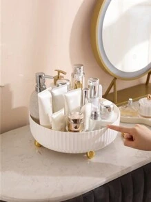 Multifunctional Rotatable Cosmetic Storage Box, 1pc Large Capacity Makeup Organizer, Desk Organizer Fits Face Moisturizer, Perfume, Facial Cleanser, Storage Bucket For Countertop Vanity, Kitchen And Bathroom, Gift For Women And Girls-White,Room,Home,Bedroom,Bathroom,House,Pink Room,Living Room Decor,Travel Stuff,Gift Bag,Gifts For Mom,Dad,Men,Friends,Teacher,Birthday,Wedding,Desk,Shelves,Accessories,Gift Boxes,Funny Gift,Storage ,Jewellery Box,Pouch,Makeup Brush Holder,Brush Holder,Perfume Organiser,Pouch Bag,Room Decor - White - View 5