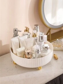 Multifunctional Rotatable Cosmetic Storage Box, 1pc Large Capacity Makeup Organizer, Desk Organizer Fits Face Moisturizer, Perfume, Facial Cleanser, Storage Bucket For Countertop Vanity, Kitchen And Bathroom, Gift For Women And Girls-White,Room,Home,Bedroom,Bathroom,House,Pink Room,Living Room Decor,Travel Stuff,Gift Bag,Gifts For Mom,Dad,Men,Friends,Teacher,Birthday,Wedding,Desk,Shelves,Accessories,Gift Boxes,Funny Gift,Storage ,Jewellery Box,Pouch,Makeup Brush Holder,Brush Holder,Perfume Organiser,Pouch Bag,Room Decor - White - View 4