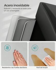 SONGMICS Papelera de cocina, 3 x 8 L, con tapas, basura triple de acero para pequeñas familias, pedales y cuartos, fácil de limpiar, blanco y gris/plata y ne gro - Ver 7