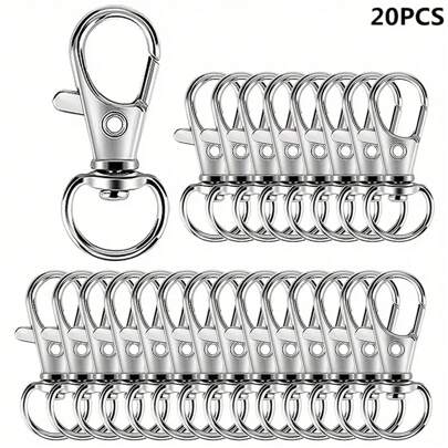 20 个高品质金属弹簧按扣旋转挂钩，适用于挂绳、钥匙扣、包、钱包、标签、珠宝制作、DIY 工艺品 - 长度：1.26 英寸（32 毫米），内宽：0.39 英寸（10 毫米）