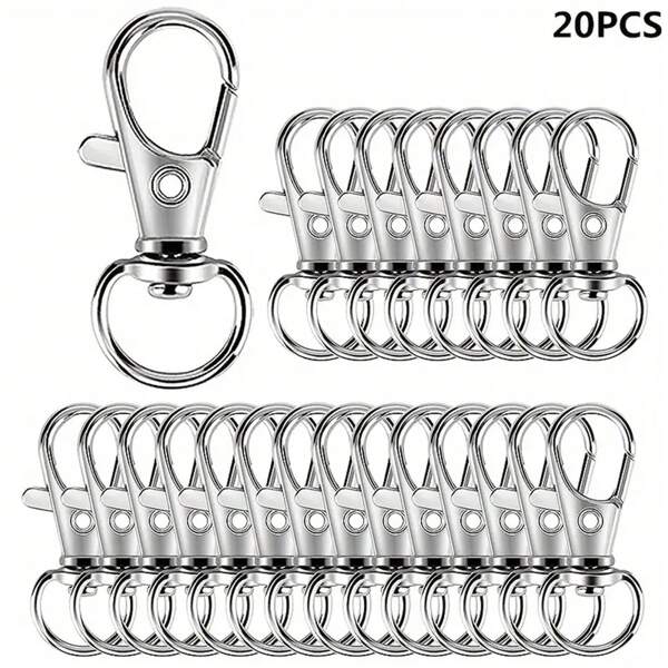 20pcs High Quality Metal Spring Snap Swivel Hooks, Suitable For Lanyards, Keychains, Bags, Wallets, Tags, Jewelry Making, DIY Crafts - Length: 1.26 Inches (32mm), Inner Width: 0.39 Inches (10mm)