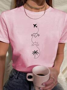 Women's T-Shirt Baby Look Routine Travel Training Beach Fashion Various Colors 100% Cotton - Màu Hồng baby - Xem 1
