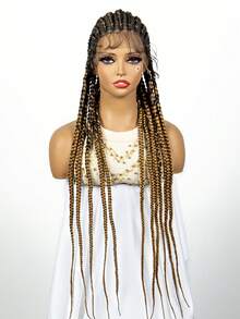 Peluca trenzada sintética con encaje, extensiones de cabello rizado de fibra - Óxido marrón - Ver 5