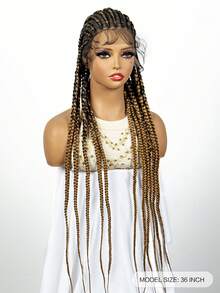 Peluca trenzada sintética con encaje, extensiones de cabello rizado de fibra - Óxido marrón - Ver 7