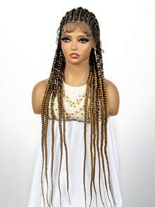 Peluca trenzada sintética con encaje, extensiones de cabello rizado de fibra - Óxido marrón - Ver 6