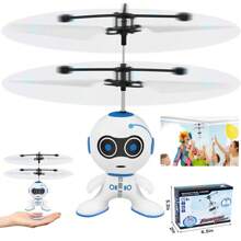 RC Flying Robot Toy Mini Drone For Kids 5-12 – Induction Drone For Boys Girls, Indoor Outdoor Games Birthday Gift - 白色 - 查看 1