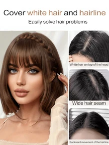 1件编织发带，合成纤维刘海头饰，适合女性，四季皆宜，日常休闲佩戴，发型设计，刘海假发