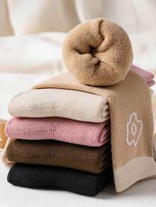 5 Cặp Vớ Cổ Cao Mềm Mại Ấm Áp Họa Tiết Thực Phẩm Dễ Thương Màu Kem Cho Nữ Mùa Thu/Đông - Nhiều màu - Xem 3