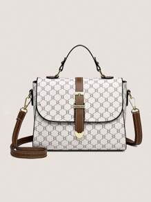 Túi xách thời trang giản dị đa năng dung lượng lớn họa tiết - trắng - Xem 4