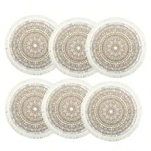 1 件/4 件/6 件白色圆形流苏装饰餐垫，耐热面料，适用于餐厅 - 彩色 - 查看 9