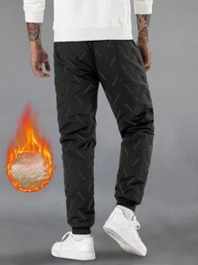 Hidkat Men's Winter Thermal Lined Joggers - Windproof & Waterproof With Soundwave Technology Texture, Drawstring Waist, Zip Pockets | Stylish Casual Sports Pants Warm Clothes Cold Daily Outfit Christmas Gifts Christmas Clothes For Winter - màu đen - Xem 4