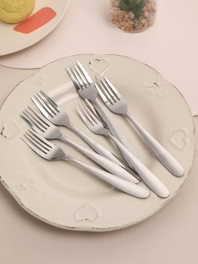 6 件套光滑尖头甜点/水果叉套装