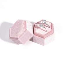 1 件天鹅绒戒指盒，珠宝收纳盒，六角形天鹅绒珠宝盒，情人节、婚礼、生日礼品盒 - 彩色 - 查看 12