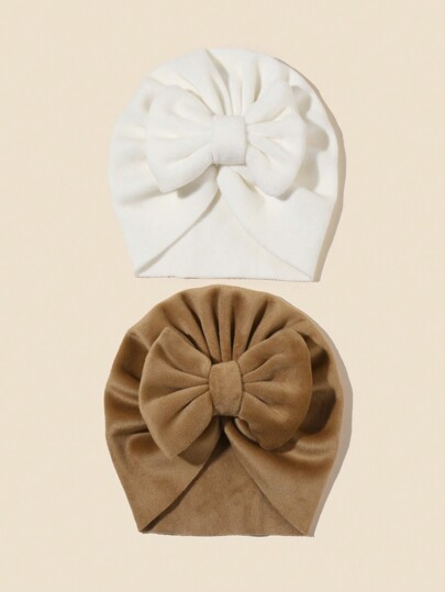 وشاح دافئ للرأس للرضع والأطفال الصغار، قبعة فرو مزدوجة الوجه بفيونكة للأطفال، قبعة سميكة للخارج للخريف/الشتاء