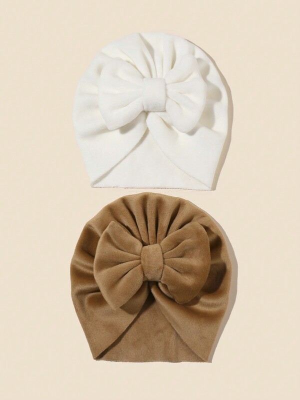 Infant & Toddler Warm Headscarf Hat, Baby Double-Sided Fleece Bow Hat, Outdoor Thick Hat For Autumn/Winter