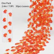 6/12 包秋叶花环，2.4 米/7.9 英尺悬挂藤蔓花环人造秋季枫叶花环感恩节装饰适用于家庭婚礼壁炉派对感恩节装饰 - 彩色 - 查看 6