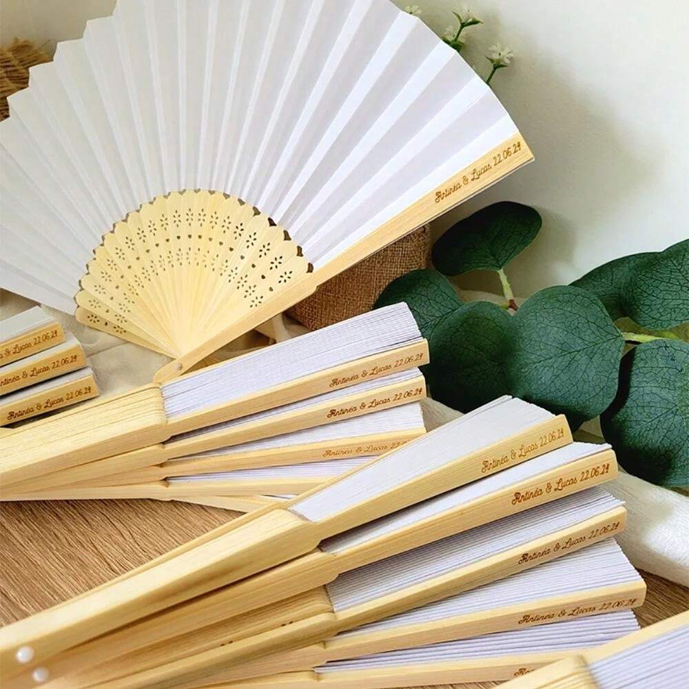 Personalized Custom Hand Fan Destination Beach Rustic Wedding