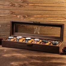 Personalized Men's Watch Box | With Drawer Watch Display Case For 3 6 12 Watches |Men Watch Box|Anniversary For Him Personalized Brown Watch Box For 3 6 10 Slot Watches, Watch Storage, Husband's Gift For Her, Friends, Workers For Anniversaries, For Valentine's Day Mother's Day Birthdays Children's Day Graduation Weddings Father's Day Housewarming School, Home, Office Back To School