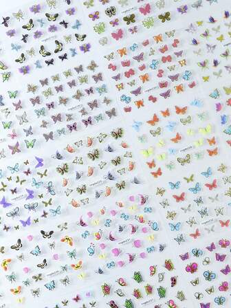 30 Sheet Colorful Butterfly Nail Art Stickers, Self Adhesive Rose Flower Design Nail Art Decals For Nail Art Decoration, Nail Art Supplies For Women And Girls