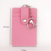 Unisex Colour Portable ID Card Holder Bus Card Cover Case Office Work Key Chain Key Ring Tool - Pink - View 6