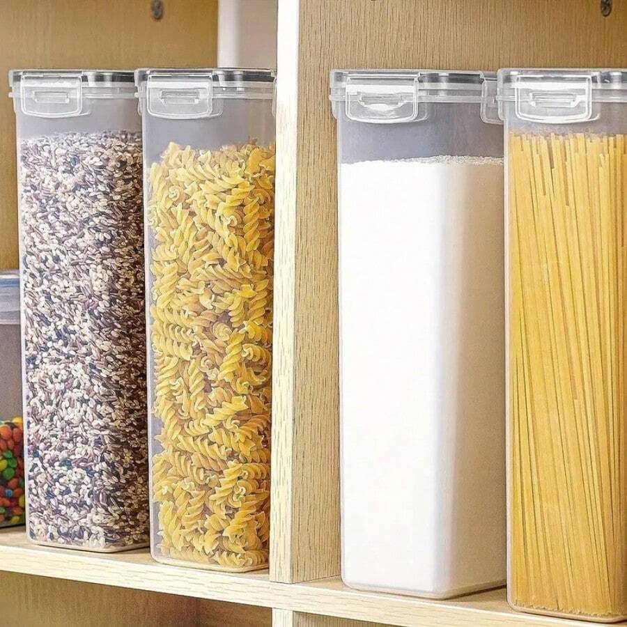 SET OF 4 AIR TIGHT STORAGE CONTAINERS CEREAL FOOD DRY KITCHEN PATRY