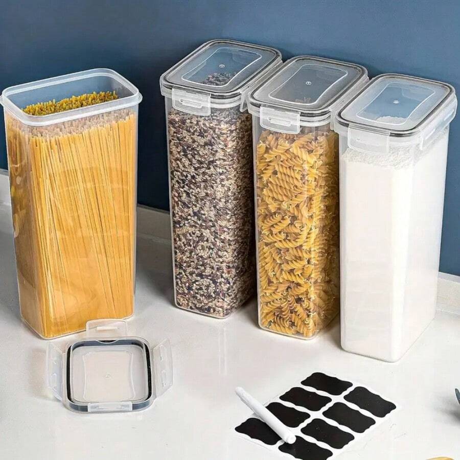 SET OF 4 AIR TIGHT STORAGE CONTAINERS CEREAL FOOD DRY KITCHEN PATRY