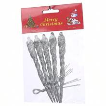 1 Pack Of 5 Twisted Icicles Decorations For Christmas Tree Glitter Spiral Strips Hanging Ornaments Suitable For Winter Christmas Tree Party Wedding Holiday Accessories Christmas Decoration Supplies Home Decorations Holiday Party Christmas Gifts