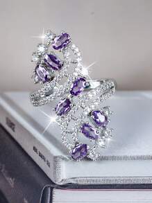 1 chiếc nhẫn đính hôn pha lê sang trọng thanh lịch theo phong cách Bohemian, thích hợp cho lễ đính hôn, đám cưới, ngày lễ tình nhân, sinh nhật, đeo hàng ngày, tiệc tùng, kỷ niệm ngày lễ tình nhân, mẹ, mẹ, ngày của mẹ, quà tặng - Bạc - Xem 15