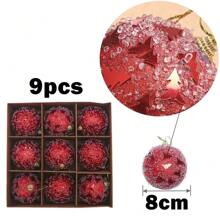 16 Stück/Box 6CM Weihnachtskugeln Ornamente Champagner Gold Rot Glitzer Schaumstoffkugeln Basteleien für Weihnachtsbaum Hängende Anhänger Geschenk Heim Dekoration Weihnachtsdekorationen Raumdekoration Winter