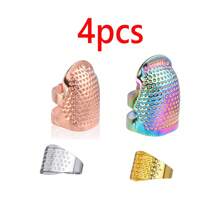4 piezas Anillo protector ajustable de metal para el dedo, dedal protector para costura a mano, bordado, herramienta y accesorio de costura DIY
