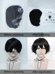 Tóc giả cosplay Anime ngắn xù gai thẳng màu đen có mái cho nam, mặc dự tiệc hàng ngày, trông tự nhiên, thời trang cổ điển, tóc tổng hợp màu đen chịu nhiệt có mái tóc giả cho tiệc Halloween, trang phục học sinh, tóc giả cho nam, nhân vật hoạt hình, tóc giả nhiều lớp xù cho ngày lễ, quà tặng sinh nhật, ngày lễ Tạ ơn, năm mới, đồ trang trí Giáng sinh & 1 mũ đội tóc giả - Cần tự tạo kiểu - màu đen - Xem 6
