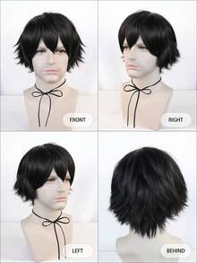 Tóc giả cosplay Anime ngắn xù gai thẳng màu đen có mái cho nam, mặc dự tiệc hàng ngày, trông tự nhiên, thời trang cổ điển, tóc tổng hợp màu đen chịu nhiệt có mái tóc giả cho tiệc Halloween, trang phục học sinh, tóc giả cho nam, nhân vật hoạt hình, tóc giả nhiều lớp xù cho ngày lễ, quà tặng sinh nhật, ngày lễ Tạ ơn, năm mới, đồ trang trí Giáng sinh & 1 mũ đội tóc giả - Cần tự tạo kiểu - màu đen - Xem 7