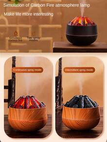 Realistic Charcoal Humidifier, A Hint Of "Warmth" In The Cold Winter, Flame Humidifier, Bedroom Aroma Diffuser, Whisper Quiet High Mist Output, Night Light, Dual Mist Modes, Suitable For Home/Office Use, Holiday Gift - Multicolor - View 6