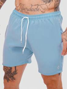 KIT 3 Bermuda Shorts Mauricinho Beach Basic Plain With Pockets And Drawstring - 藍色 - 查看 2