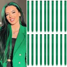 Clip In Hair Extensions 22 Inch 20Pcs/10Pcs Colored Hair Extensions Party Highlights Long Straight Synthetic Hairpieces For Women
