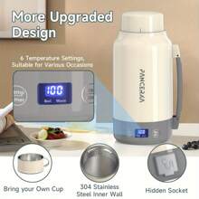 PANCERKA 旅行电茶壶便携式小型迷你咖啡壶，1.0L 便携式电水壶 - 800W 大功率，个人热水锅炉 304 不锈钢，智能温控，易于清洁，非常适合旅行和家庭使用 - 查看 9