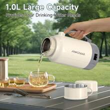 PANCERKA 旅行电茶壶便携式小型迷你咖啡壶，1.0L 便携式电水壶 - 800W 大功率，个人热水锅炉 304 不锈钢，智能温控，易于清洁，非常适合旅行和家庭使用 - 查看 8