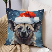 1 cái/4 cái Vỏ gối in họa tiết ông già Noel, tuần lộc, cáo, hà mã bằng polyester mùa đông, kích thước 45x45cm, dùng trang trí nhà cửa cho phòng, phòng ngủ, ghế sofa (Không bao gồm ruột gối) - Nhiều màu - Xem 14