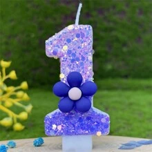 3 件/套闪闪发光的紫色花朵数字蜡烛、生日蛋糕蜡烛装饰、派对蜡烛装饰、0-9 岁数字蜡烛、氛围生日蜡烛、美丽而有创意的数字蜡烛、惊喜派对蛋糕装饰，适用于派对、婚礼、生日晚宴和餐厅氛围装饰、房间装饰、礼物、生日装饰、生日快乐、蛋糕蜡烛、房间装饰 - 多色 - 查看 21
