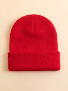 1 件婴儿纯色针织帽，Y2K 风格，儿童户外防寒休闲百搭冬帽，适合日常通勤 - 純色 - 查看 6